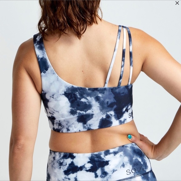 soul by soulcycle tye dye one shoulder sports bra | size S | Navy + White - Picture 15 of 16
